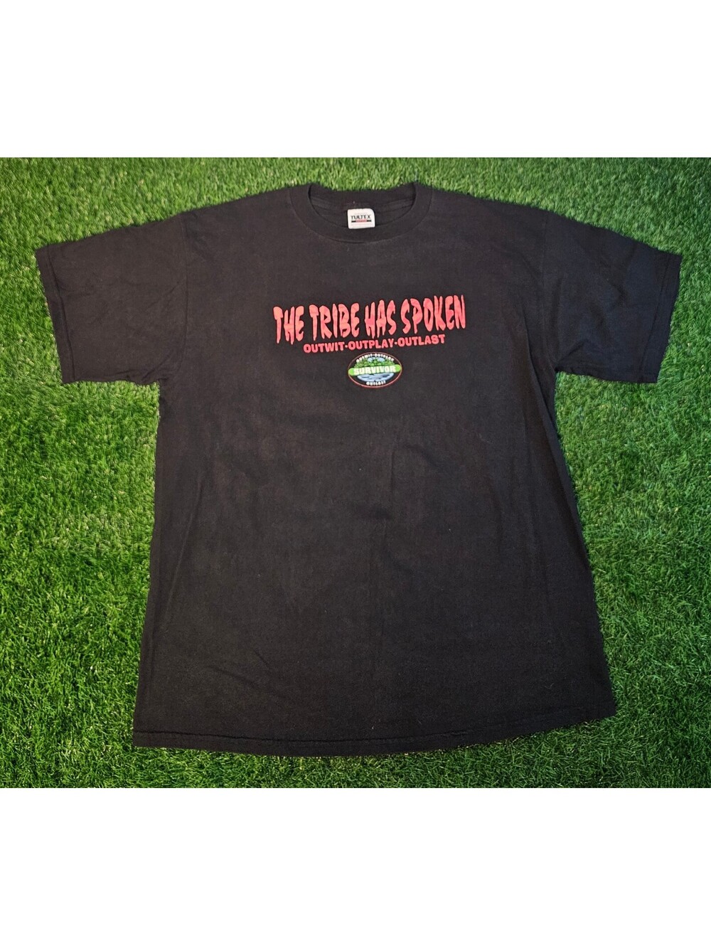 Vtg Y2K Survivor Promo Tultex X-Large Black Cotton The Tribe Has Spoken T-Shirt